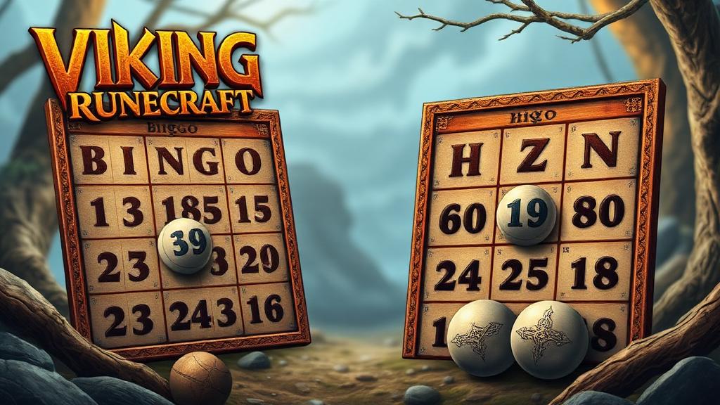 Viking Runecraft Bingo gameplay with Norse-themed bingo cards and drawn ball numbers